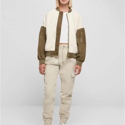 Дамско яке тип бомбър в цвят екрю Urban Classics Mixed Bomber Jacket