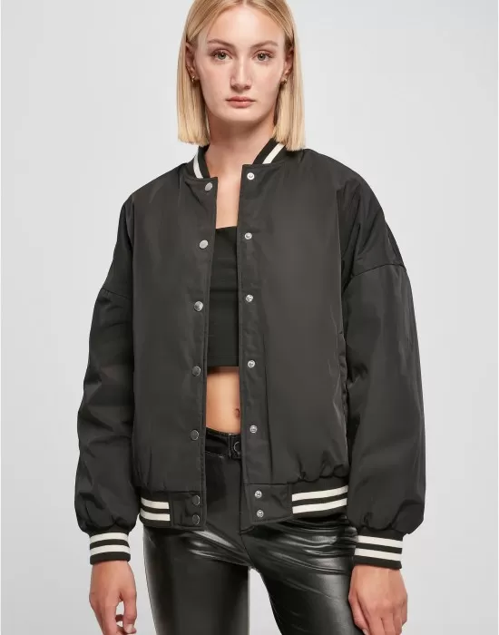 Дамско колежанско яке в черен цвят Urban Classics Ladies College Jacket, Якета - Hoodstyle.bg