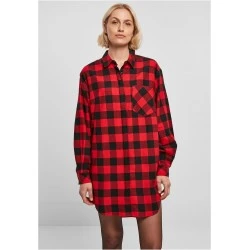 Дамска карирана риза тип рокля Urban Classics Shirt Dress black/red XXL