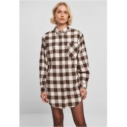 Дамска карирана риза тип рокля Urban Classics Shirt Dress pink/brown