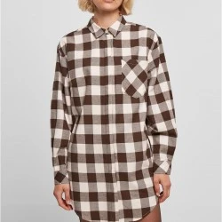 Дамска карирана риза тип рокля Urban Classics Shirt Dress pink/brown