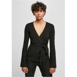Дамска плетена жилетка в черен цвят Urban Classics Wrapped Cardigan