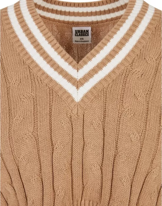 Дамски къс плетен елек в бежов цвят Urban Classics, Блузи - Hoodstyle.bg