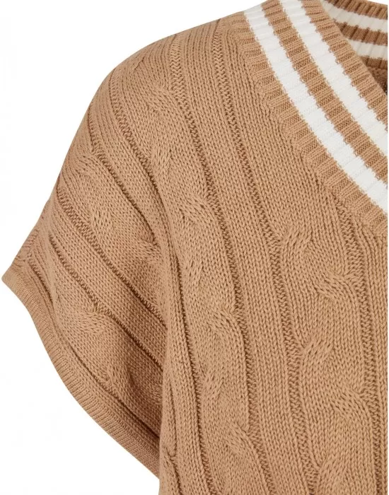 Дамски къс плетен елек в бежов цвят Urban Classics, Блузи - Hoodstyle.bg