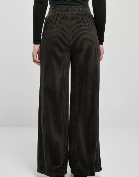 Дамски панталон с широки крачоли в черен цвят Urban Classics Ladies Straight Pants, Панталони - Hoodstyle.bg