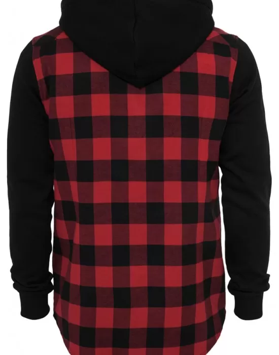 Мъжки кариран суичър Urban Classics blk/red/bl, Суичъри - Hoodstyle.bg