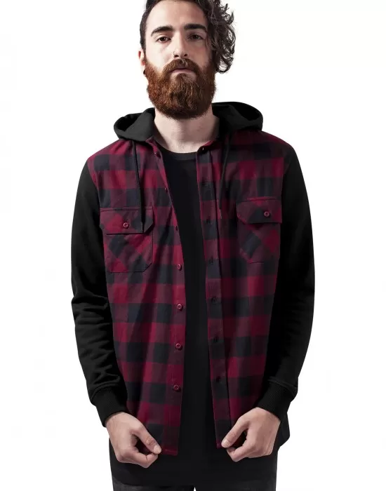 Мъжки кариран суичър Urban Classics blkburgundyblk, Суичъри - Hoodstyle.bg