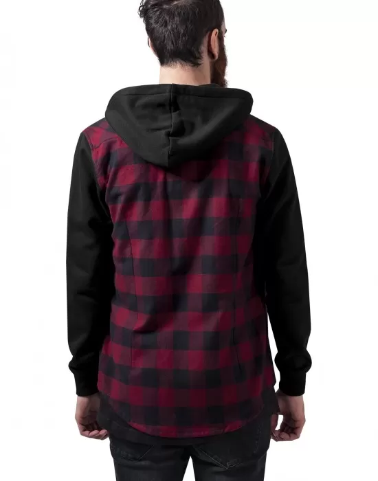 Мъжки кариран суичър Urban Classics blkburgundyblk, Суичъри - Hoodstyle.bg