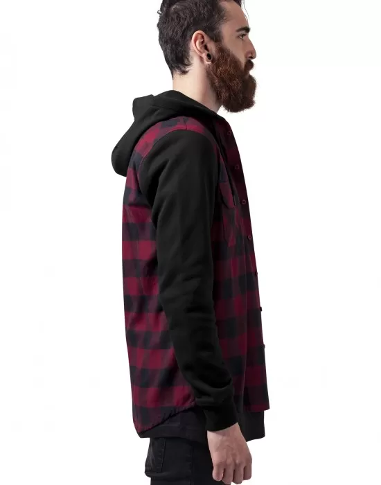 Мъжки кариран суичър Urban Classics blkburgundyblk, Суичъри - Hoodstyle.bg