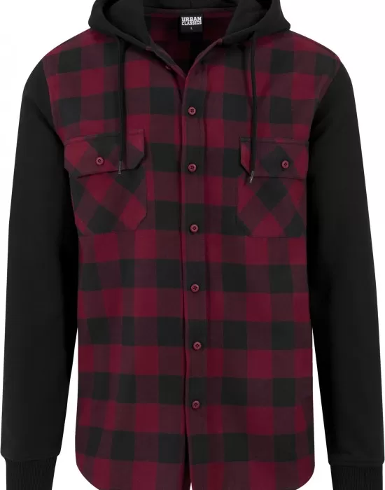 Мъжки кариран суичър Urban Classics blkburgundyblk, Суичъри - Hoodstyle.bg