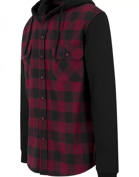 Мъжки кариран суичър Urban Classics blkburgundyblk, Суичъри - Hoodstyle.bg