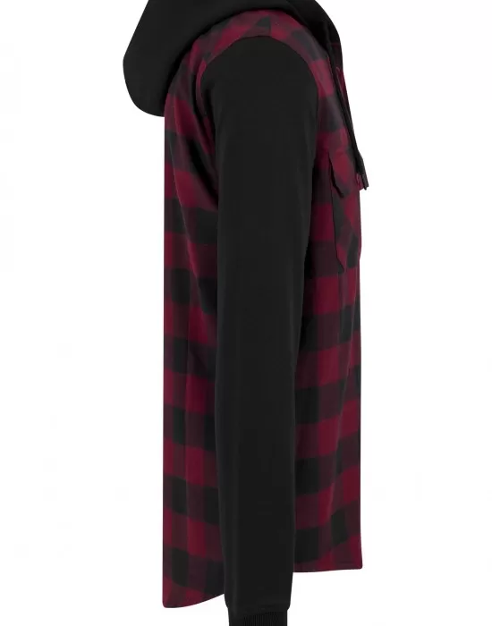 Мъжки кариран суичър Urban Classics blkburgundyblk, Суичъри - Hoodstyle.bg