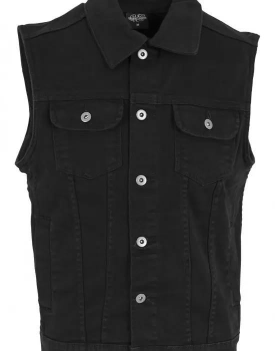 Мъжко дънково яке без ръкави в черно Urban Classics Denim Vest, Якета - Hoodstyle.bg