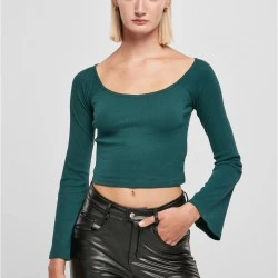 Дамска къса блуза в цвят тюркоаз Urban Classics