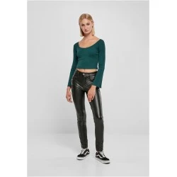 Дамска къса блуза в цвят тюркоаз Urban Classics