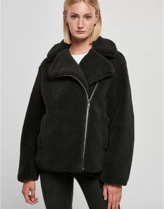 Дамско пухкаво яке в черен цвят Ladies Sherpa Jacket, Якета - Hoodstyle.bg