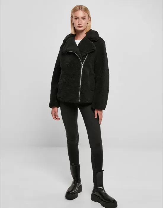 Дамско пухкаво яке в черен цвят Ladies Sherpa Jacket, Якета - Hoodstyle.bg