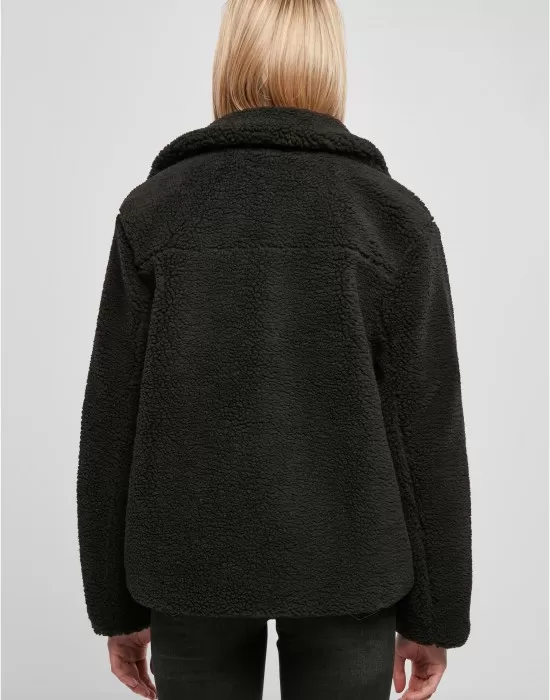Дамско пухкаво яке в черен цвят Ladies Sherpa Jacket, Якета - Hoodstyle.bg