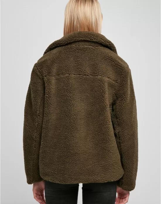 Дамско пухкаво яке в цвят маслина Ladies Sherpa Jacket, Якета - Hoodstyle.bg