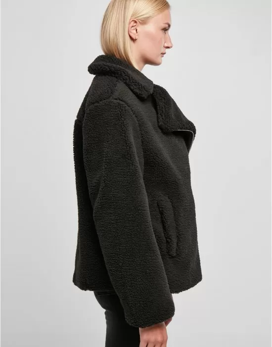 Дамско пухкаво яке в черен цвят Ladies Sherpa Jacket, Якета - Hoodstyle.bg