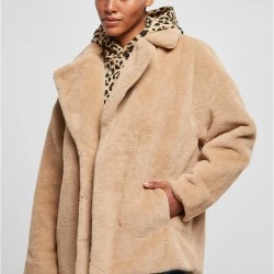 Дамско пухкаво палто в бежов цвят Urban Classics Ladies Teddy