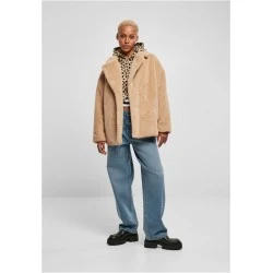 Дамско пухкаво палто в бежов цвят Urban Classics Ladies Teddy