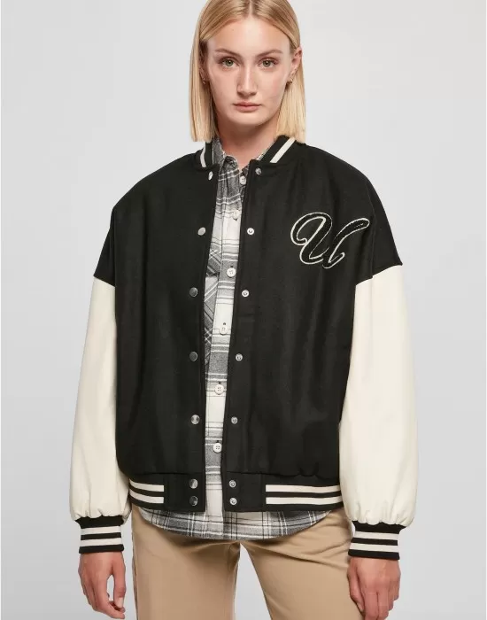 Дамско колежанско яке в черно Urban Classics Ladies College Jacket, Якета - Hoodstyle.bg