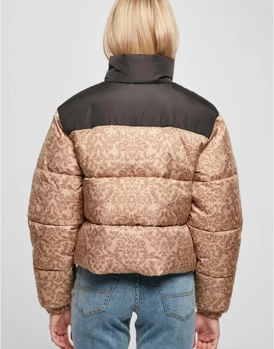 Дамско яке с широка кройка в бежов цвят Urban Classics Ladies AOP Jacket, Якета - Hoodstyle.bg