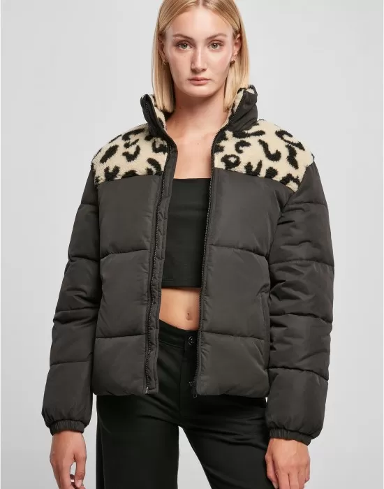 Дамско яке с широка кройка в черен цвят Urban Classics Ladies AOP Jacket, Якета - Hoodstyle.bg