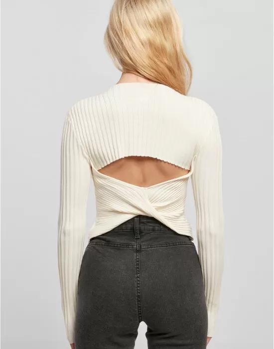 Дамска  плетена блуза в бял цвят Urban Classics Ladies Twisted Back, Блузи - Hoodstyle.bg