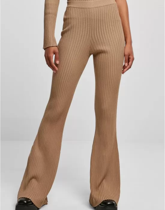 Дамски плетен клин в бежов цвят Urban Classics Rib Knit Leggings, Клинове - Hoodstyle.bg