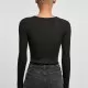 Дамско плетено боди в черен цвят Urban Classics Longsleeve Body, Блузи - Hoodstyle.bg