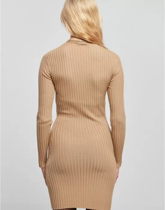 Дамска плетена рокля в бежов цвят Urban Classics Crossed Rib Knit Dress, Рокли - Hoodstyle.bg