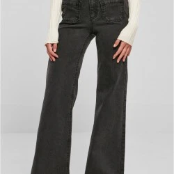 Дамски дънки с висока талия в черен цвят Urban Classics Denim Pants