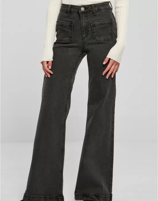 Дамски дънки с висока талия в черен цвят Urban Classics Denim Pants, Дънки - Hoodstyle.bg