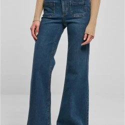 Дамски дънки с висока талия в син цвят Urban Classics Denim Pants