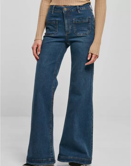 Дамски дънки с висока талия в син цвят Urban Classics Denim Pants, Дънки - Hoodstyle.bg