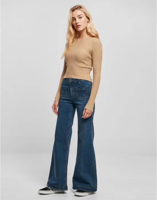 Дамски дънки с висока талия в син цвят Urban Classics Denim Pants, Дънки - Hoodstyle.bg