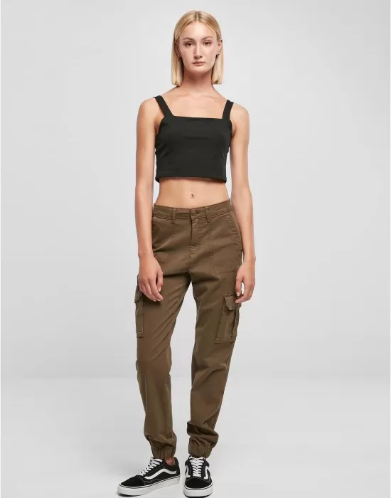 Дамски панталон в цвят маслина Urban Classics Ladies Pants, Панталони - Hoodstyle.bg