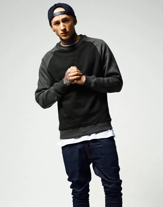 Мъжка блуза с реглан ръкави Urban Classics blk/cha, Блузи - Hoodstyle.bg