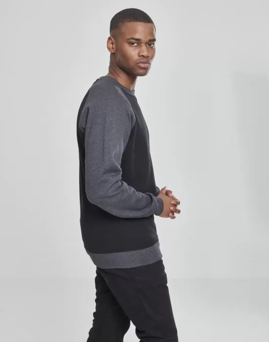 Мъжка блуза с реглан ръкави Urban Classics blk/cha, Блузи - Hoodstyle.bg