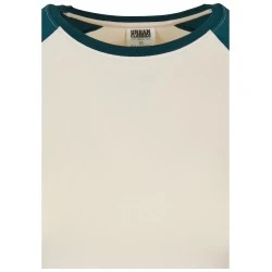 Дамска къса блуза с дълъг ръкав в бял и тюркоазен цвят Urban Classics whitesand/jasper
