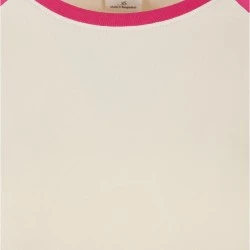 Дамска къса блуза с дълъг ръкав в розово и бяло Urban Classics whitesand/hibiskus pink