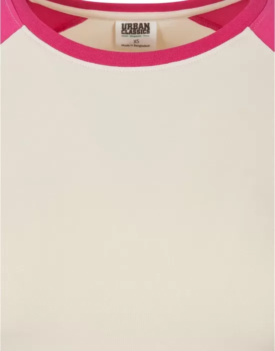 Дамска къса блуза с дълъг ръкав в розово и бяло Urban Classics whitesand/hibiskus pink, Блузи - Hoodstyle.bg