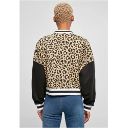 Дамско колежанско яке в животински принт  Urban Classics Ladies Jacket unionbeigeleo/black