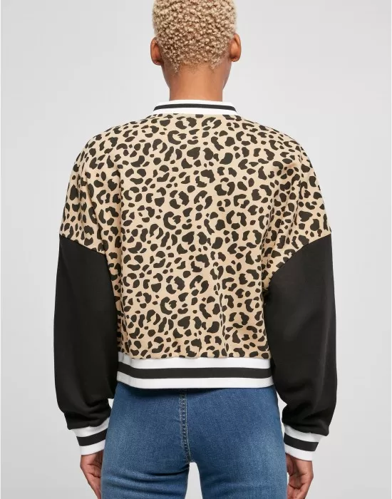 Дамско колежанско яке в животински принт  Urban Classics Ladies Jacket unionbeigeleo/black, Якета - Hoodstyle.bg