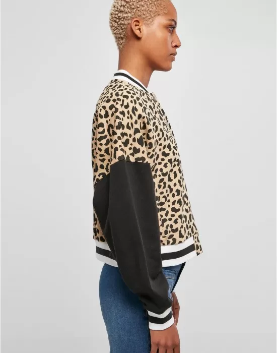 Дамско колежанско яке в животински принт  Urban Classics Ladies Jacket unionbeigeleo/black, Якета - Hoodstyle.bg