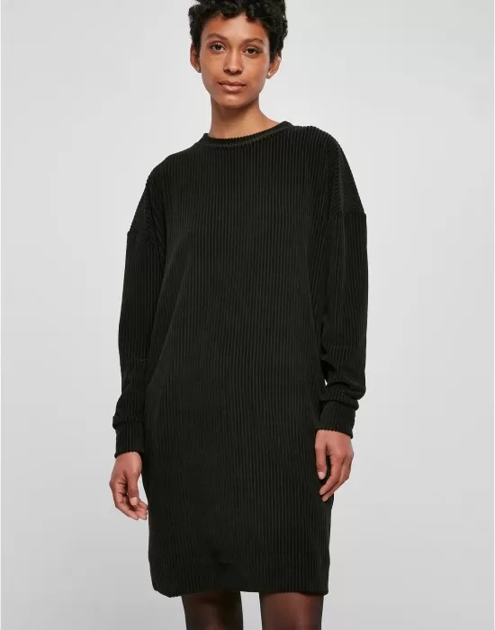 Дамска рокля в черен цвят Urban Classics Ladies Velvet Dress, Рокли - Hoodstyle.bg