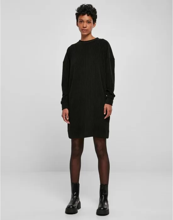 Дамска рокля в черен цвят Urban Classics Ladies Velvet Dress, Рокли - Hoodstyle.bg