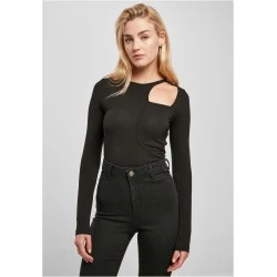 Дамско боди с дълъг ръкав в черен цвят Urban Classics  Cut Out Longsleeve